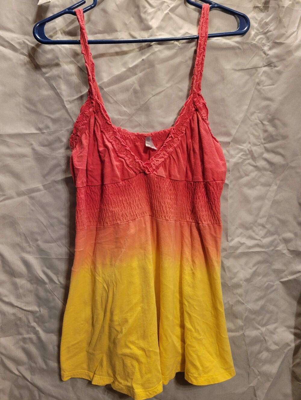 Ombre Pink to Yellow Sleeveless Summer Babydoll Tank Top